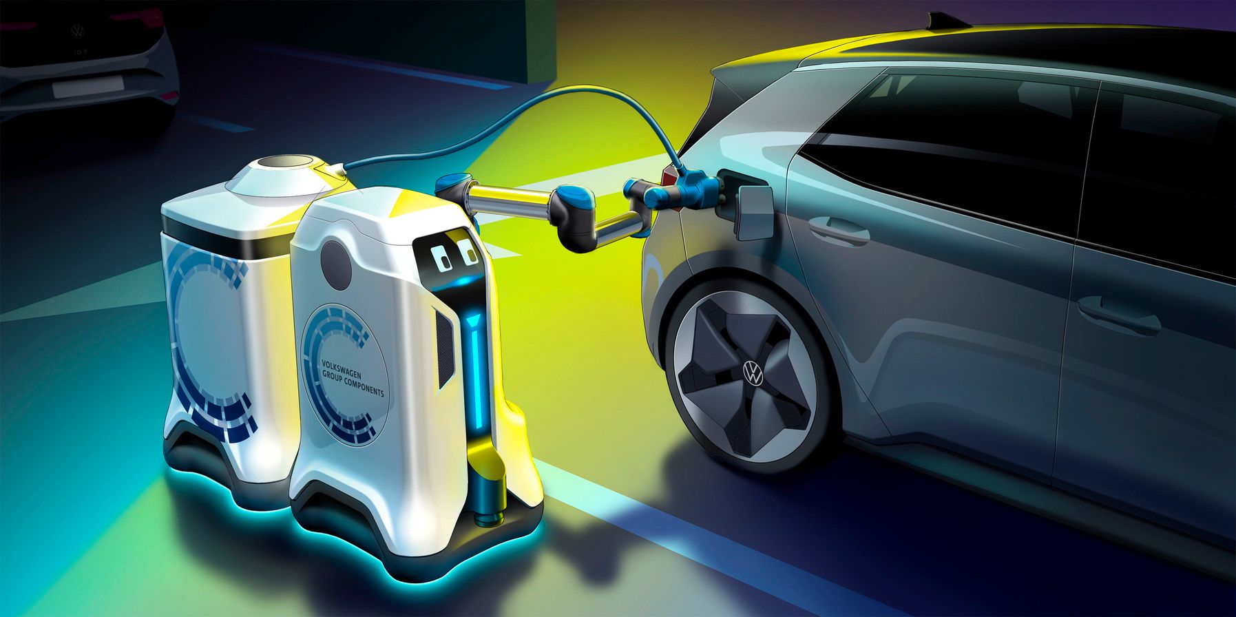 đ Laddroboten laddar elbilen dĂ€r det inte finns fasta laddare